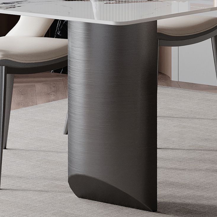 Mesa de comedor de estilo moderno mesa de doble pedestal de piedra sinterizada para el hogar