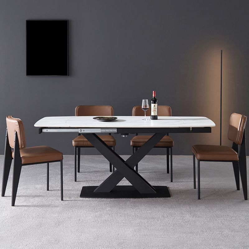 Modern Adjustable 1/4/5/7 Dining Table Set Rectangle Indoor Dinette Set in White Clearhalo 'Dining Room Sets' 'Dining Tables & Seating' 'dining_room_set' 'furn' 'furn_dining_room_set' 'Furniture' 'Kitchen & Dining Furniture' 1200x1200_e2b87a26-1457-42ea-892d-07c16998582e