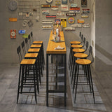 Industrial Style 1/6/11 Pieces Bar Table Set Rectangle Pine Wood Counter Table with Stools