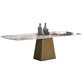 Metal Traditional Luxury Rectangle Table Indoor Sintered Stone Top Table with Pedestal