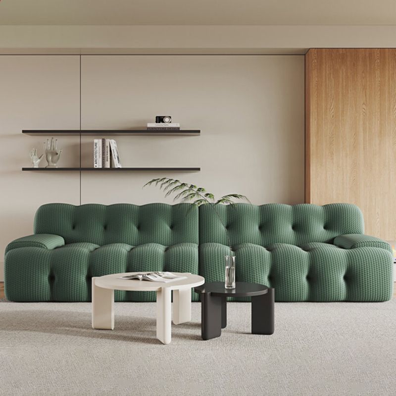 Modernistic Biscuit Back Sofa Tuxedo Arm Loveseat for Bonus Room