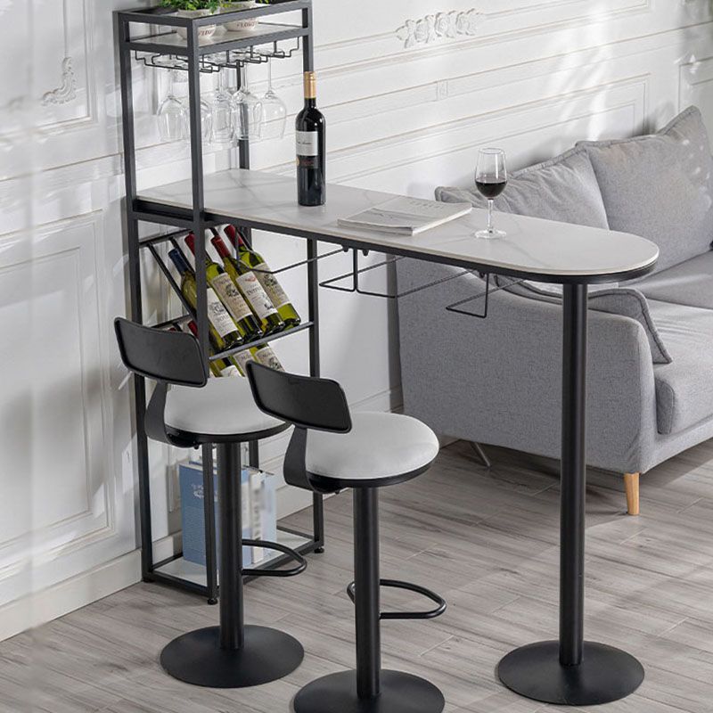 Nordic Style Bar Table Stone Top Pub Table with Wine Cabinet for Dining Room Clearhalo 'Bar Furniture' 'Bar Tables' 'bar_tables' 'furn' 'furn_bar_tables' 'Furniture' 'furniture_bar_tables' 'Kitchen & Dining Furniture' 'kitchen&dining_furn' 'kitchen' 1200x1200_e2bc150f-b0f2-46a7-9bf5-1cde518939b7