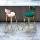 Sgabelli da bar sedile rotondo in tessuto scandinavo sgabello posteriore con 4 gambe in ferro d'oro