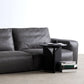 Mitte des Jahrhunderts modernes Sofa Leder -Quadratarmsofa in tiefem Grau