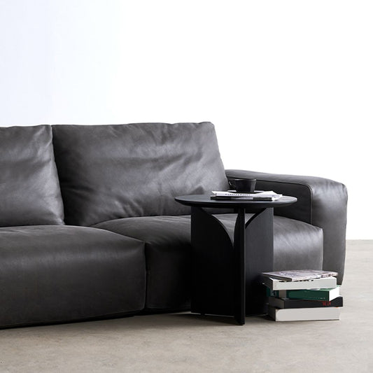 Mitte des Jahrhunderts modernes Sofa Leder -Quadratarmsofa in tiefem Grau