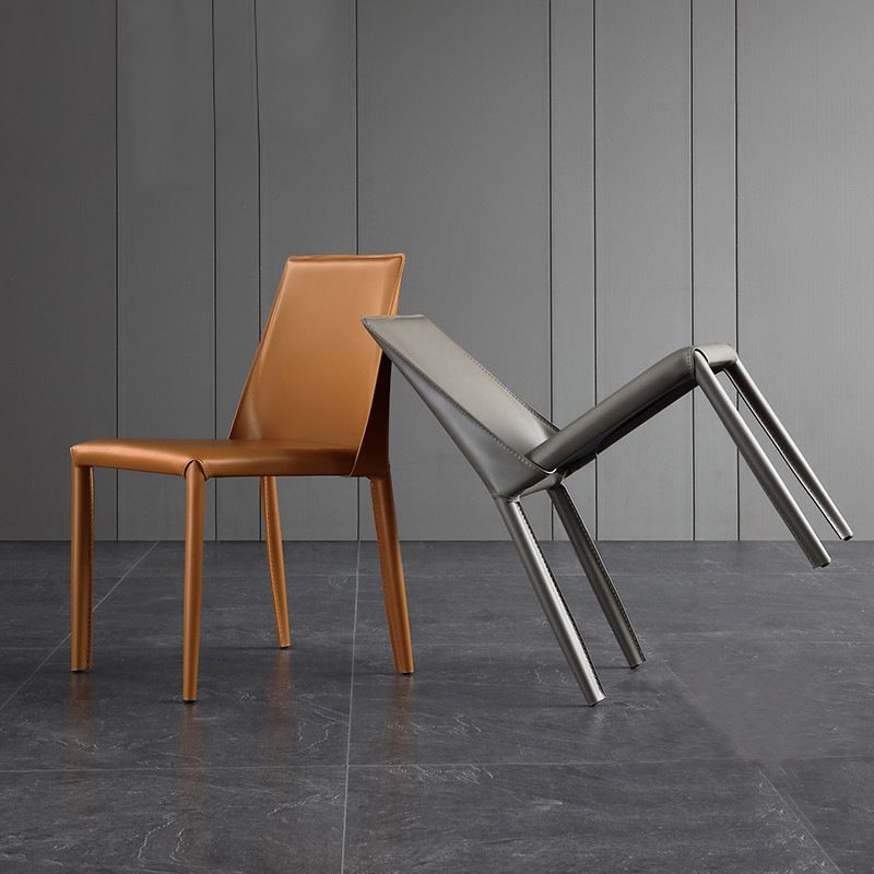 Contemporary Leather Dining Side Chairs Armless Solid Back Chair Clearhalo 'Dining Chairs' 'Dining Tables & Seating' 'dining_chair' 'furn' 'furn_dining_chair' 'Furniture' 'furniture_dining_chair' 'Kitchen & Dining Furniture' 1200x1200_e2bd7f20-bf1d-486f-b569-82caa9290a95