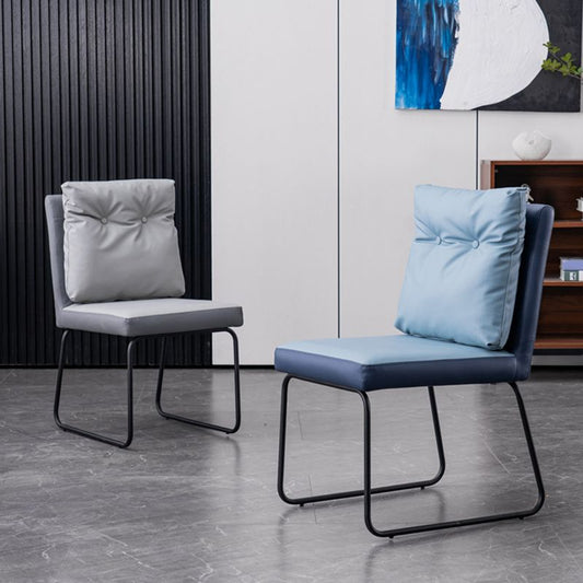 Industrial Kitchen Dining Chairs Faux Leather Side Chair with Black Legs