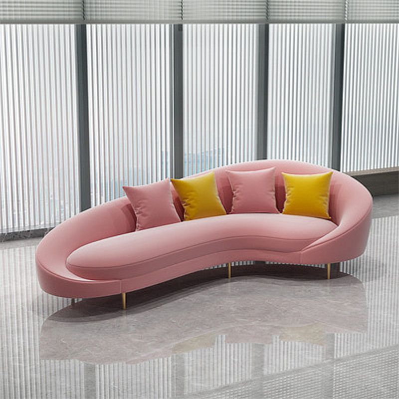 Contemporary Velvet Solid Color 33.46" H Curved Slope Arm Sofa Clearhalo 'furn' 'furn_sofas' 'Furniture' 'Living Room Furniture' 'Sofa' 'sofas' 1200x1200_e2c08250-dffd-417e-9618-ff32ae5850e0