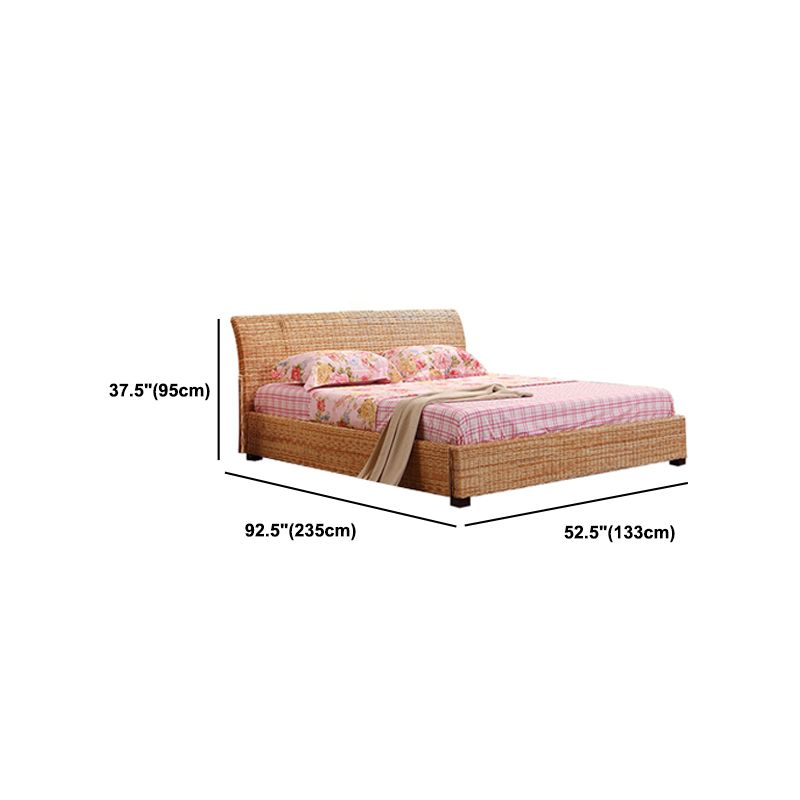 Tropical Rattan Standard Bed Brown 37.40" High Bed with Headboard Clearhalo 'Bedroom Furniture' 'Beds' 'furn' 'furn_beds' 'Furniture' 1200x1200_e2c0d0ba-d68d-4758-83f5-a7cc3d705722