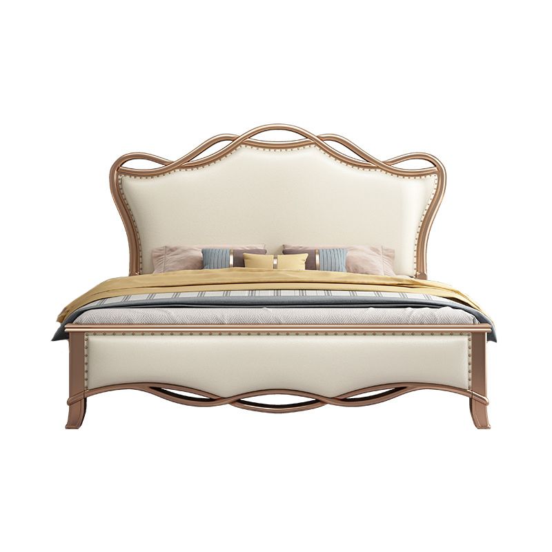 Solid Color Panel Bed Panel Victorian Bed Frame With Custom Gold Legs