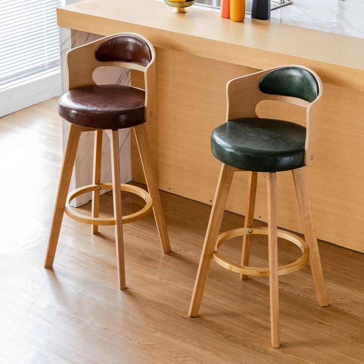 Scandinavia Style Bar-stool Wooden Legs Round Seat Barstool for Bar Kitchen Clearhalo 'Bar Furniture' 'Bar Stools' 'bar_stools' 'furn' 'furn_bar_stools' 'furniture_bar_stools' 'Kitchen & Dining Furniture' 'kitchen&dining_furn' 'kitchen' 'kitchen_furn' Furniture' 1200x1200_e2c4f9b9-6b0f-46c4-8fc9-9d43829e5b6e