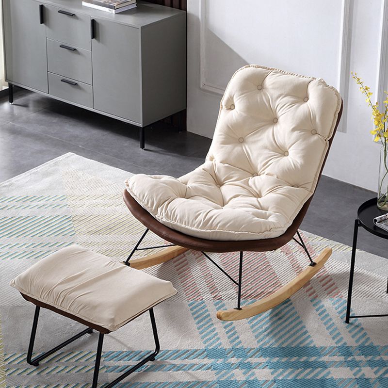 Modern Rocker Chair Metal Frame Tufted Cushion Spindle Rocker Chair for Living Room