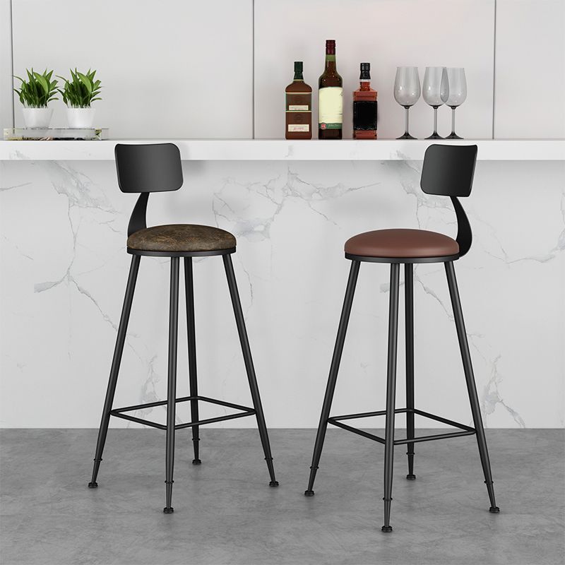 Industrial Armless Backrest Counter Stool Iron Dining Room Bar Stool with Pedal Clearhalo 'Bar Furniture' 'Bar Stools' 'bar_stools' 'furn' 'furn_bar_stools' 'Furniture' 'Kitchen & Dining Furniture' 1200x1200_e2c60737-3e84-43f2-8ae0-4474c14dd19f