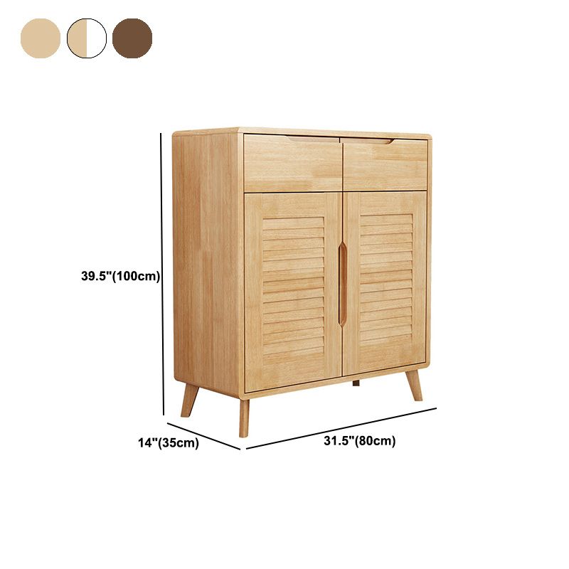 Gabinete contemporáneo de acento de madera maciza con 2 cajones y puertas