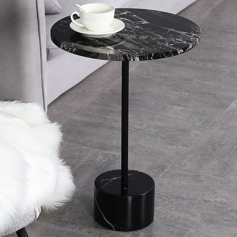 15.74" Wide Round Side Accent Table Marble Top Pedestal End Table