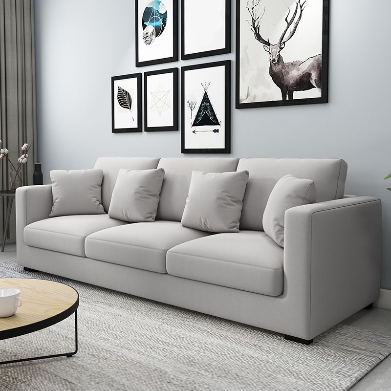 Modern Square Arm Standard Settee Bench with Pillows for 3 People