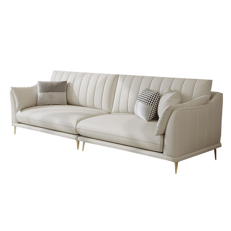 Scandinavian Upholstered Faux Leather Sofa Beige Sewn Pillow Back Couch Clearhalo 'furn' 'furn_sofas' 'Furniture' 'furniture_sofas' 'Living Room Furniture' 'Sofa' 'sofas' 1200x1200_e2c86b20-3ccb-45d1-82e6-630933844197
