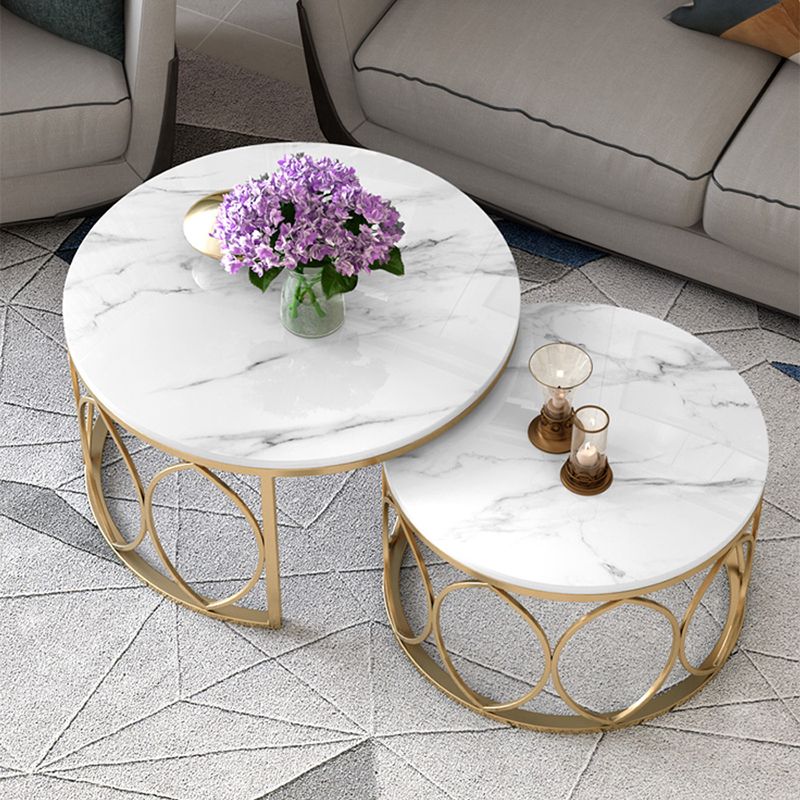 Slate White Coffee Table Frame 2 Piece Nesting Tables for Living Room Clearhalo 'Coffee & Accent Tables' 'Coffee Tables' 'coffee_tables' 'furn' 'furn_coffee_tables' 'Furniture' 'Living Room Furniture' 1200x1200_e2c98d9d-164e-4f9d-9ff7-a99d50269fb3