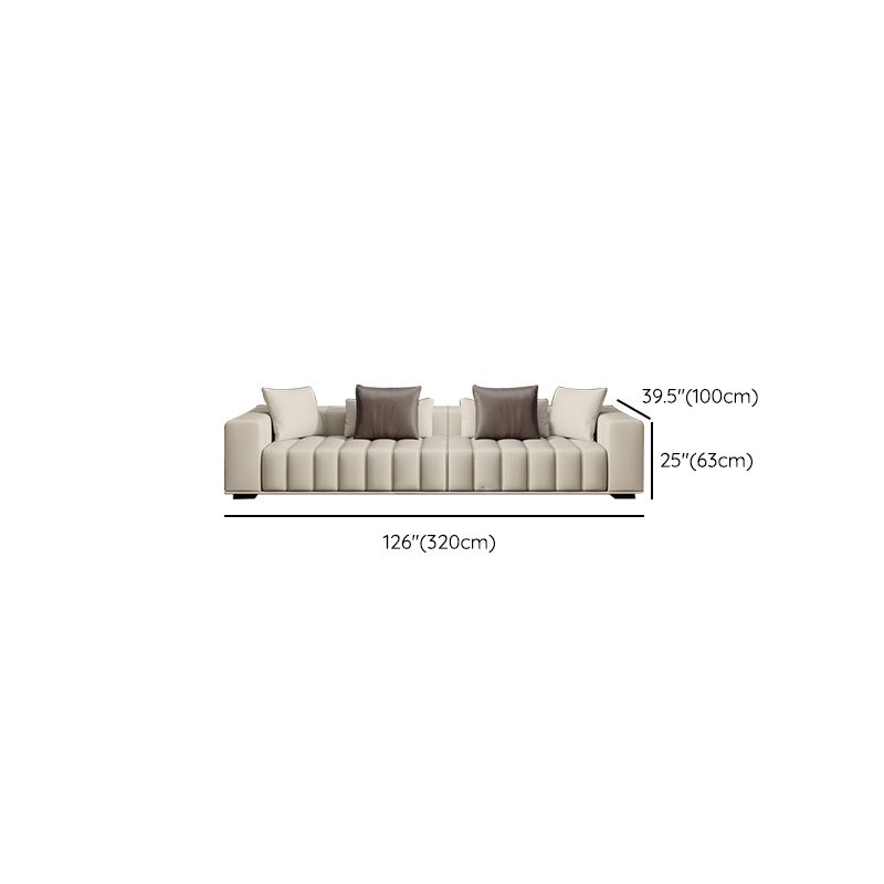 Contemporary Sofa Faux Leather Tufted Off-White Convertible Sofa for Living Room Clearhalo 'furn' 'furn_sofas' 'Furniture' 'Living Room Furniture' 'Sofa' 'sofas' 1200x1200_e2c99f29-f14f-4cb0-afe1-87e3341da93a