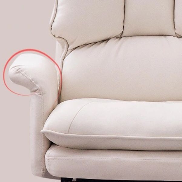 Moderne Swivel Busk -stoel met gewatteerde armen Faux lederen taakstoel met wielen