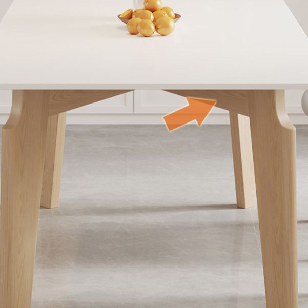 Modern Rectangular Dining Table White Stone Tabletop for Living Room