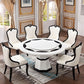 Round Pedestal Dining Site Table Marble Tripod Base Dining Room Collection With Turntable