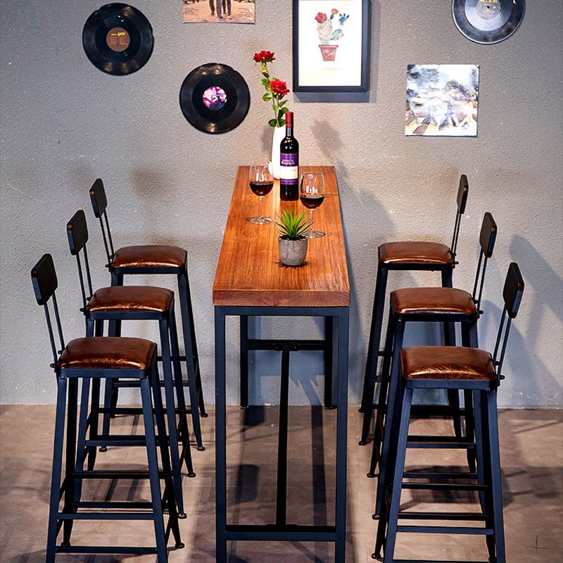 Industrial 1/2/4/7/9 Pieces Bar Table Set Rectangle Bar Table with High Wood Stools Clearhalo 'Bar Furniture' 'furn' 'furn_home_bar_bar_sets' 'Furniture' 'Home Bars & Bar Sets' 'home_bar_bar_sets' 'Kitchen & Dining Furniture' 1200x1200_e2cc18d9-155f-4cb5-9d24-58507923aa9d