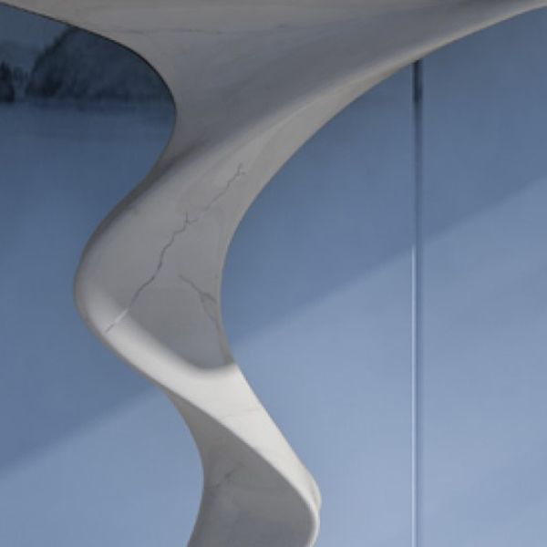 Modern Console Table Rectangle Stone Accent Table , 25.5 inch Wide