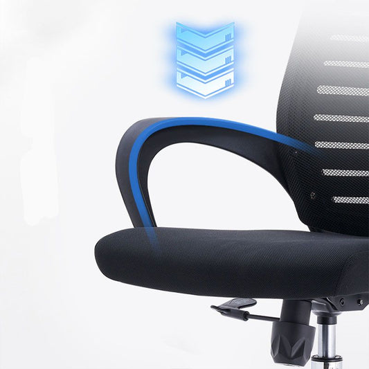 Modern Fixed Arms Desk Chair Lumbar Support Steel Office Chair