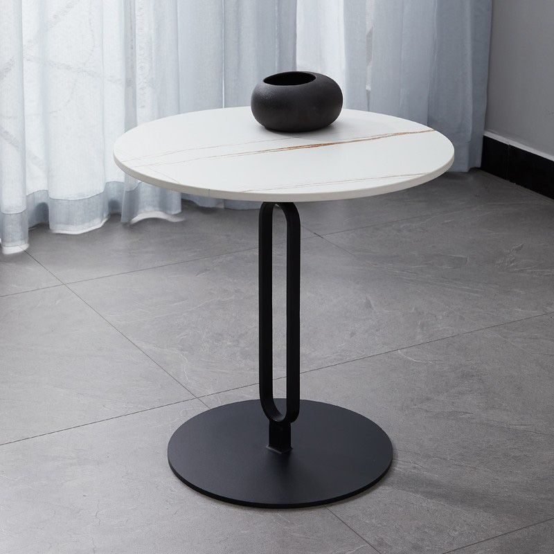 Stone Top Accent Side Table Rundes Sockel Wohnzimmer Metall Ecktisch