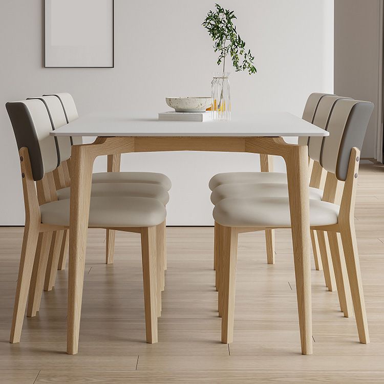 Simplicity Furniture Stone Rectangle Dining Room Table in White