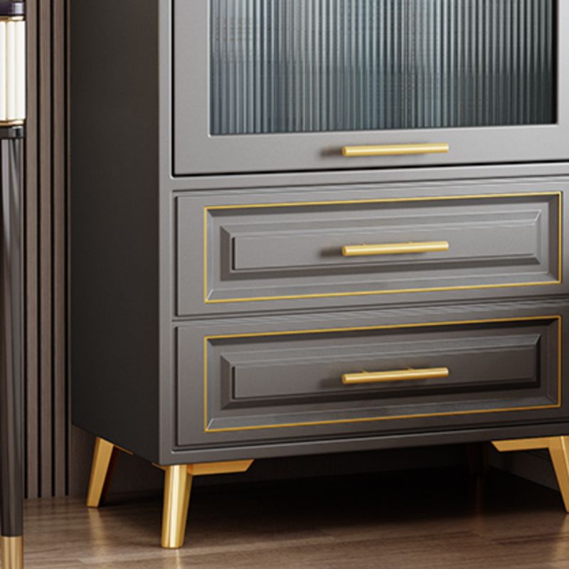 Contemporary Grey Cabinet with Glass Door and 2 Soft Close Drawers Clearhalo 'Cabinets & Chests' 'cabinets_chests' 'furn' 'furn_cabinets_chests' 'Furniture' 'Living Room Furniture' 1200x1200_e2d1c015-5021-4b76-9cc9-1c6152dc1fc4