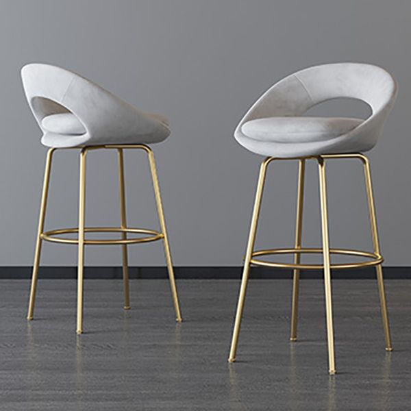 Contemporary Armless Backrest Counter Stool Iron Bar Stool with Cushion and Footrest