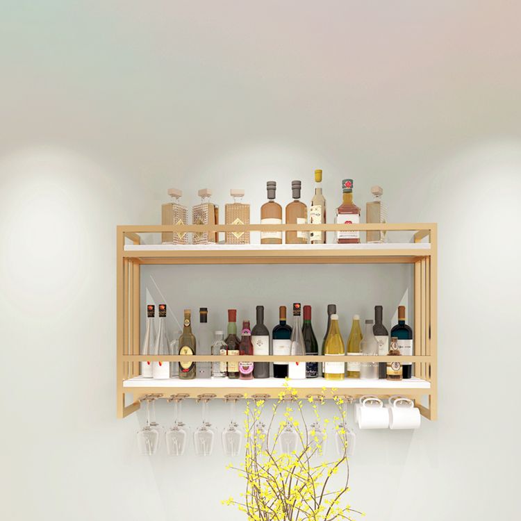 Metal Wall Mounted Wine Bottle & Glass Rack Glam Wine Rack with Stemware Holder Clearhalo 'furn' 'furn_wine_racks' 'Furniture' 'Kitchen & Dining Furniture' 'Wine Racks' 'wine_racks' 1200x1200_e2d280da-971b-4d2d-b184-56e16e99e078