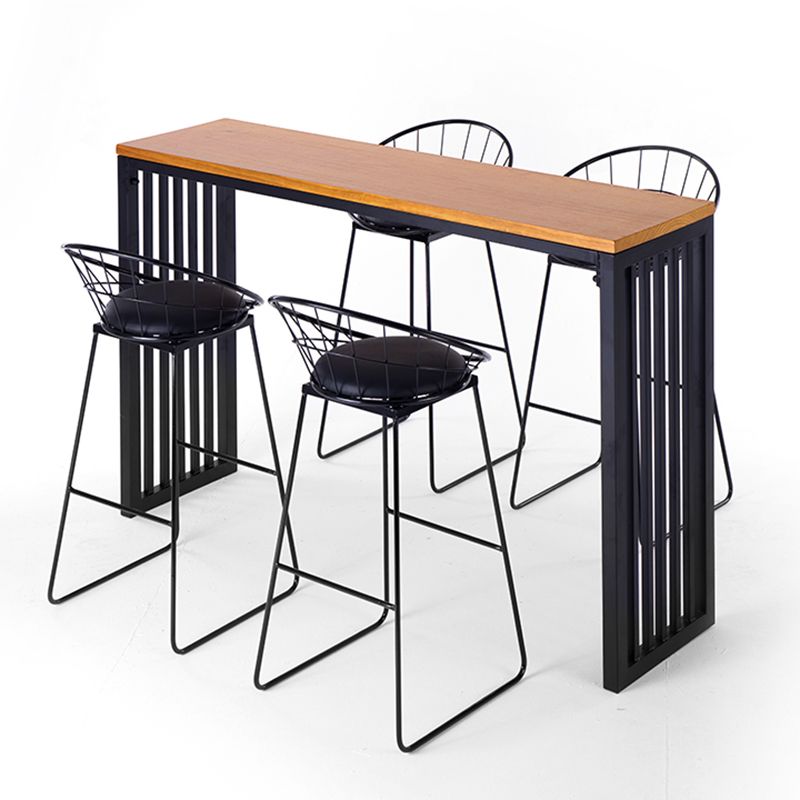 Tavolo da pranzo in legno massiccio tavolo da bar moderno con base a slitta nera