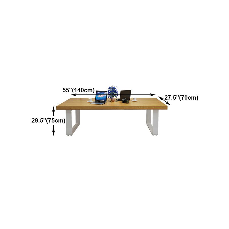 Metal Industrial Rectangle Dining Table Pine Solid Wood Top Table with Sled Base Clearhalo ' dining_table' 'Dining Tables & Seating' 'Dining Tables' 'furn' 'furn_dining_table' 'Furniture' 'furniture_dining_table' 'Kitchen & Dining Furniture' 'kitchen&dining_furn' 'kitchen' 'kitchen_dining_table' 1200x1200_e2d2df65-9e89-4399-81fa-12db122de1bb