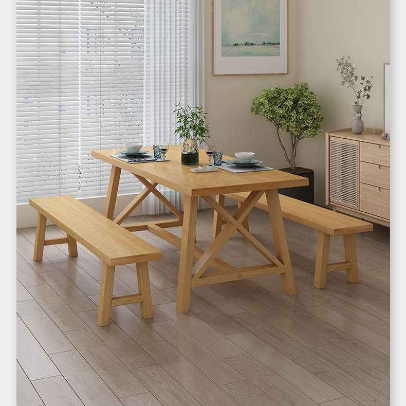 Set di tavolo e panca in legno massiccio moderno 1/2/3/4/5 pezzi set da pranzo rettangolare