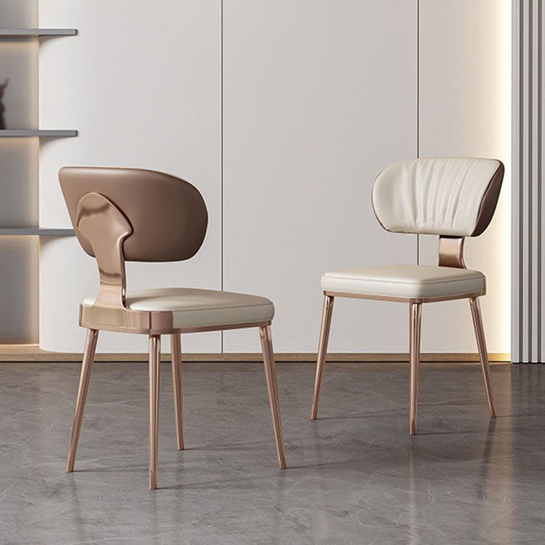 Glam Metal Dining Chairs Open Back Dining Side Furniture in Matte Finish Clearhalo 'Dining Chairs' 'Dining Tables & Seating' 'dining_chair' 'furn' 'furn_dining_chair' 'Furniture' 'Kitchen & Dining Furniture' 1200x1200_e2d6f9bb-62c0-4168-a9fb-f1129f438745