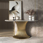 Half Moon Shape Contemporary Console Table in Gold/Silver Stone Console Sofa Table