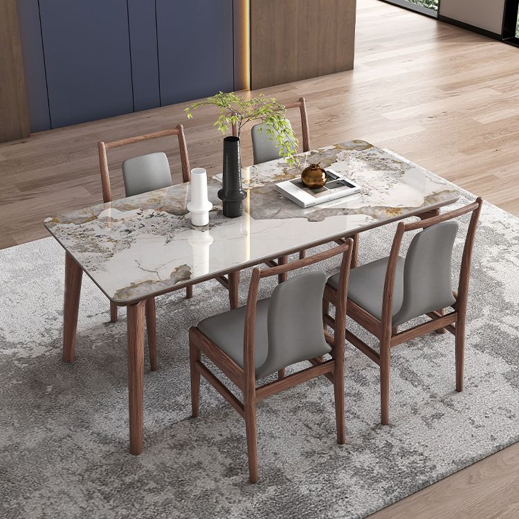 Modern Sintered Stone Top Dining Set 1/4/5/7 Pieces Walnut Dining Table with Chairs Clearhalo 'Dining Room Sets' 'Dining Tables & Seating' 'dining_room_set' 'furn' 'furn_dining_room_set' 'Furniture' 'furniture_dining_room_set' 'Kitchen & Dining Furniture' 1200x1200_e2d89f81-f772-4511-b4d3-f1bb9184d685