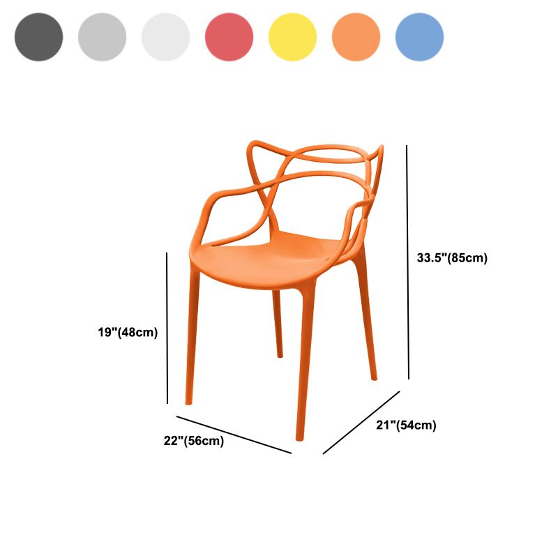 Chaise sans bras de style contemporain Plastique ouverte à l'arrière pour salle à manger