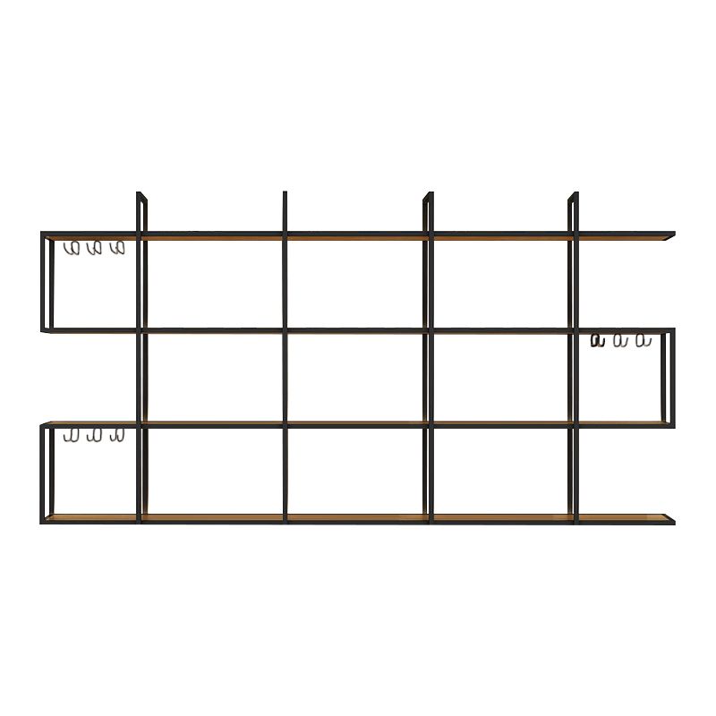 Wall Mounted Wine Rack Kit Metal and Wood Wine Holder Rack in Brown and Black Clearhalo 'furn' 'furn_wine_racks' 'Furniture' 'Kitchen & Dining Furniture' 'Wine Racks' 'wine_racks' 1200x1200_e2da270e-2efe-4c1f-a049-834ec2efddb7