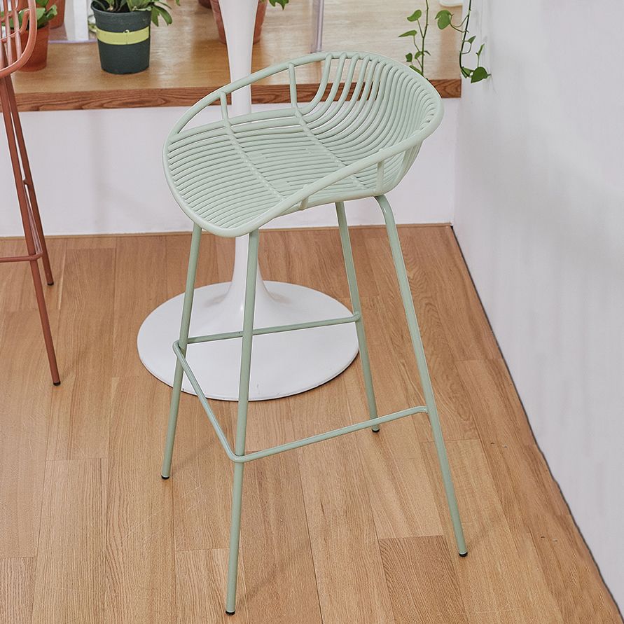 Contemporary Matte Finish Iron Bar Stool Footrest Restaurant Stool Clearhalo 'Bar Furniture' 'Bar Stools' 'bar_stools' 'furn' 'furn_bar_stools' 'Furniture' 'furniture_bar_stools' 'Kitchen & Dining Furniture' 1200x1200_e2da4050-cf5c-4de1-9be8-e581d0421b8e