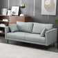 Contemporary Faux Leather Sofa with 2 Pillows Square Arm Settee