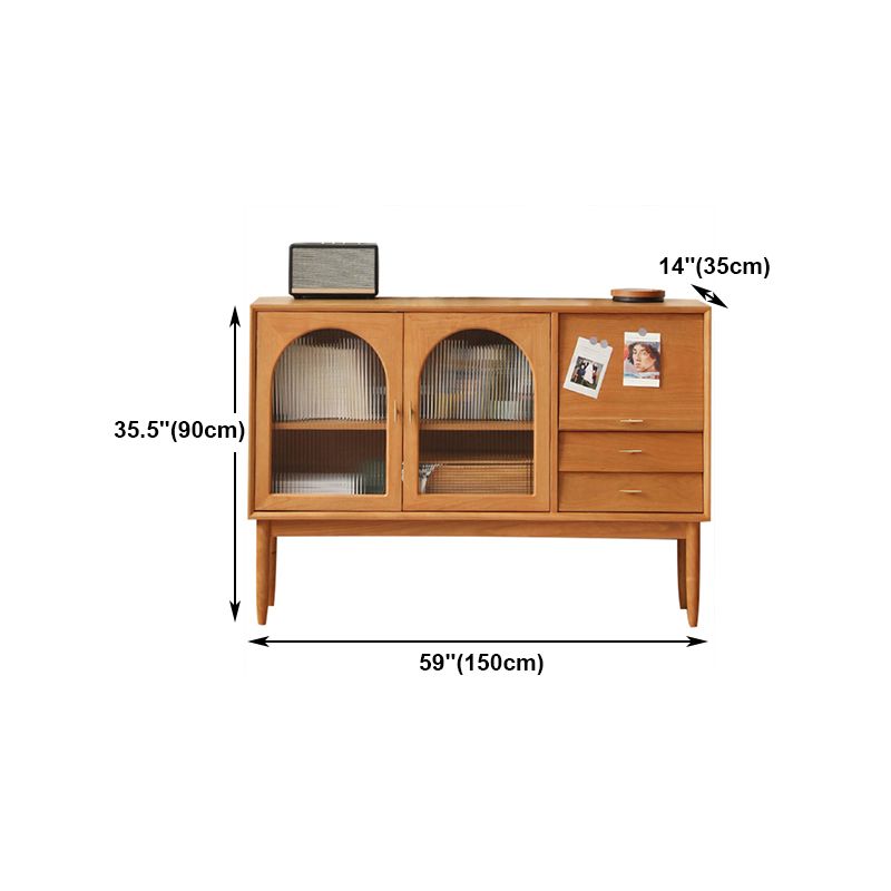 Cajón Pine Wood aparador de estantería ajustable moderna Credenza para sala de estar