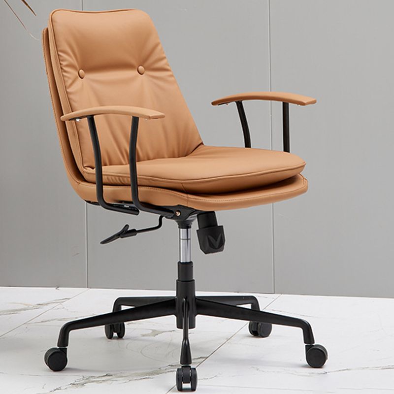 Chaise de bras rembourrée en cuir à hauteur de siège réglable chaise de bureau avec roues