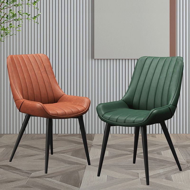 Upholstered Leather Dining Armchairs Solid Back Arm Chairs with Metal Legs Clearhalo ' kitchen&dining_furn' 'Dining Chairs' 'Dining Tables & Seating' 'dining_chair' 'furn' 'furn_dining_chair' 'Furniture' 'furniture_dining_chair' 'Kitchen & Dining Furniture' 'kitchen' 1200x1200_e2de0687-9091-4fec-80be-3553ee1c2321