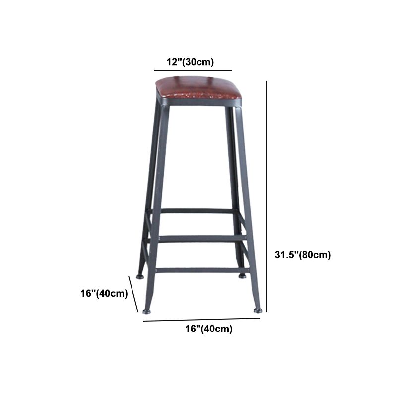Industrial Armless Counter Stool Iron Cafe Bar Stool with Leather Cushion Clearhalo 'Bar Furniture' 'Bar Stools' 'bar_stools' 'furn' 'furn_bar_stools' 'Furniture' 'furniture_bar_stools' 'Kitchen & Dining Furniture' 1200x1200_e2dedcd5-42b5-446f-ba80-19499bab8bb4