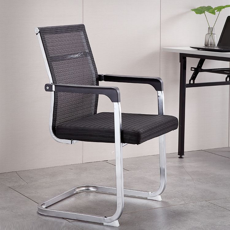 Silla de tareas de estilo moderno sin ruedas silla de oficina con brazos fijos