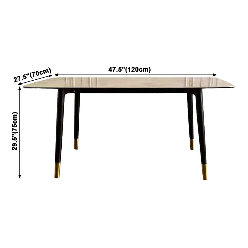 Traditional Luxury Rectangle Dining Table Grey Sintered Stone Table with 4 Black Legs Clearhalo ' dining_table' 'Dining Tables & Seating' 'Dining Tables' 'furn' 'furn_dining_table' 'Furniture' 'furniture_dining_table' 'Kitchen & Dining Furniture' 'kitchen&dining_furn' 'kitchen' 'kitchen_dining_table' 1200x1200_e2e48597-3e9e-4f94-887c-9a982516199c